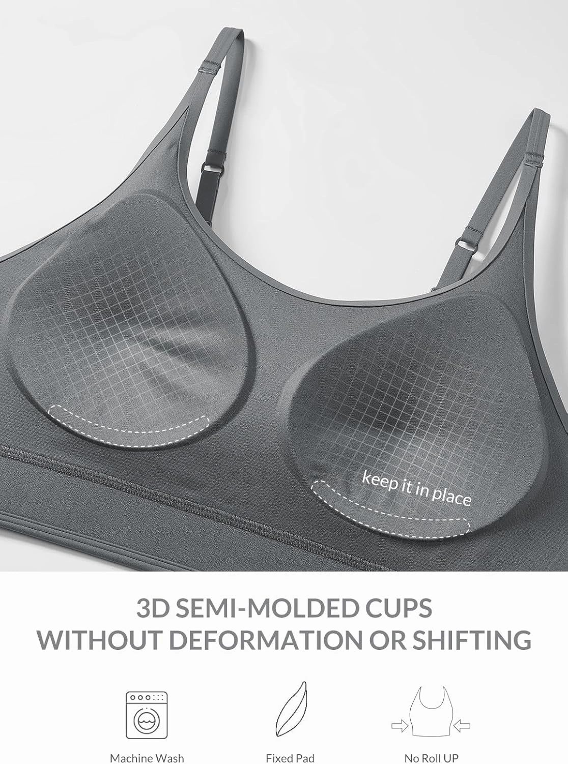 baleaf Sweatleaf Adjustable Sports Bras for Women, Padded Racerback Yoga Bra, High Impact Molded Cup Workout Bra
