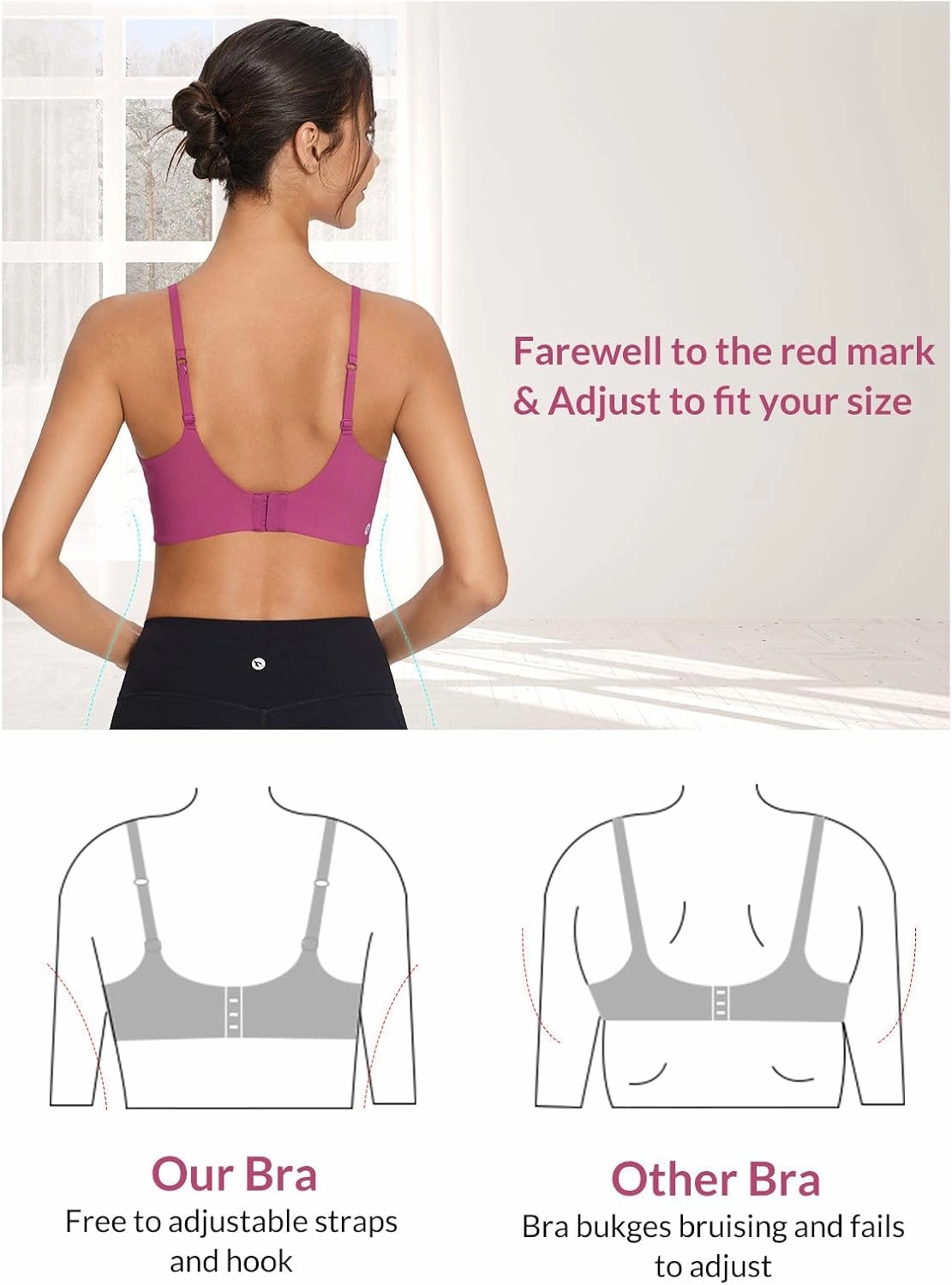 baleaf Sweatleaf Adjustable Sports Bras for Women, Padded Racerback Yoga Bra, High Impact Molded Cup Workout Bra