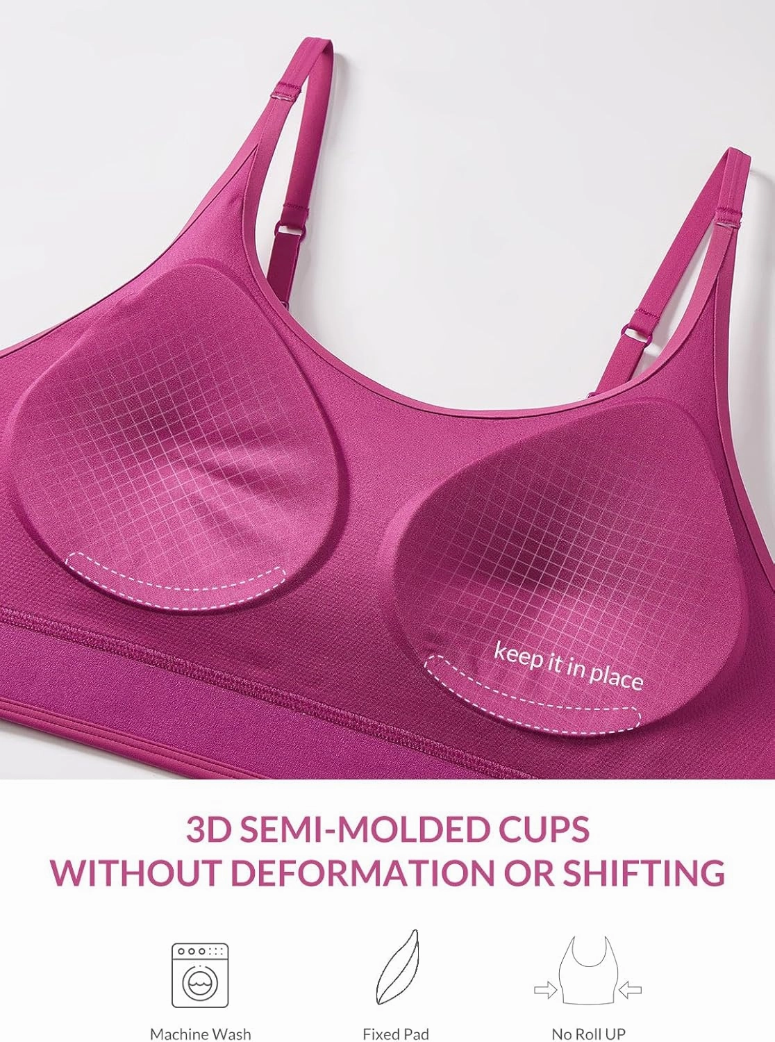 baleaf Sweatleaf Adjustable Sports Bras for Women, Padded Racerback Yoga Bra, High Impact Molded Cup Workout Bra