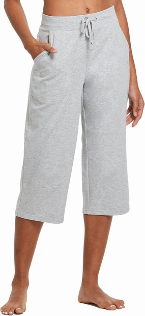 baleaf Women's Capris Yoga Cotton Wide Leg Casual Summer Capri Sweatpants Loose Lounge Workout Crop Pants Pockets