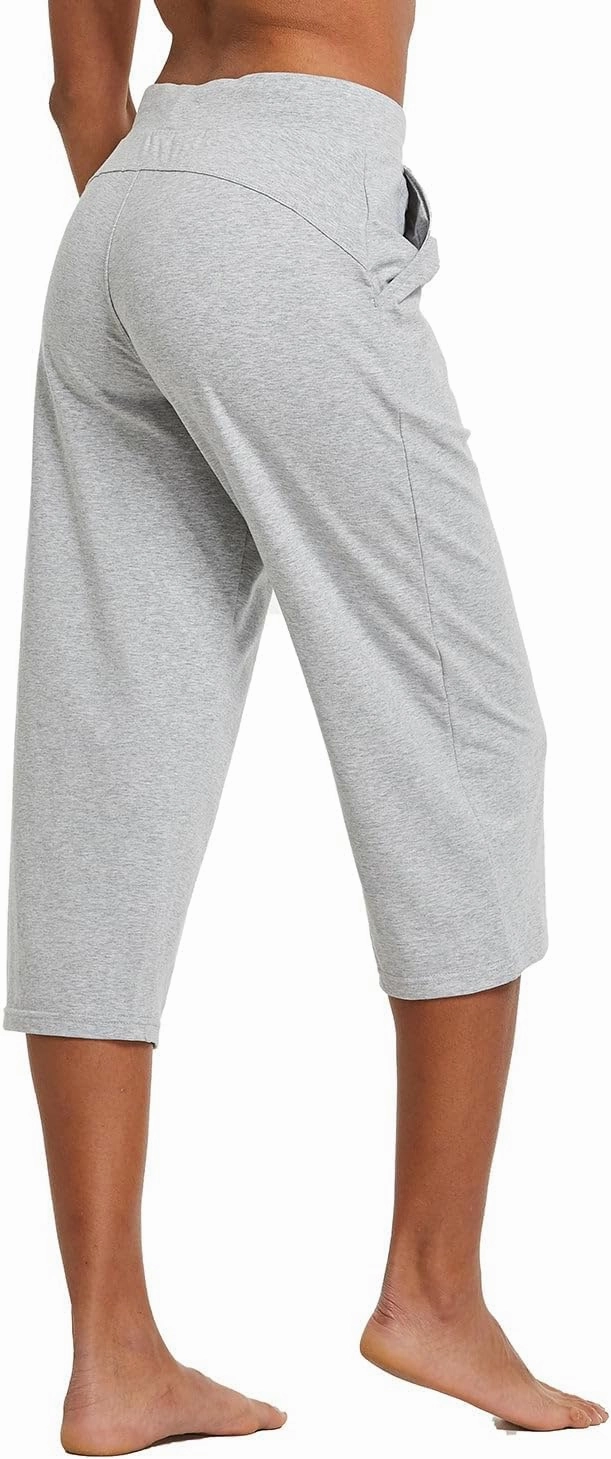 baleaf Women's Capris Yoga Cotton Wide Leg Casual Summer Capri Sweatpants Loose Lounge Workout Crop Pants Pockets