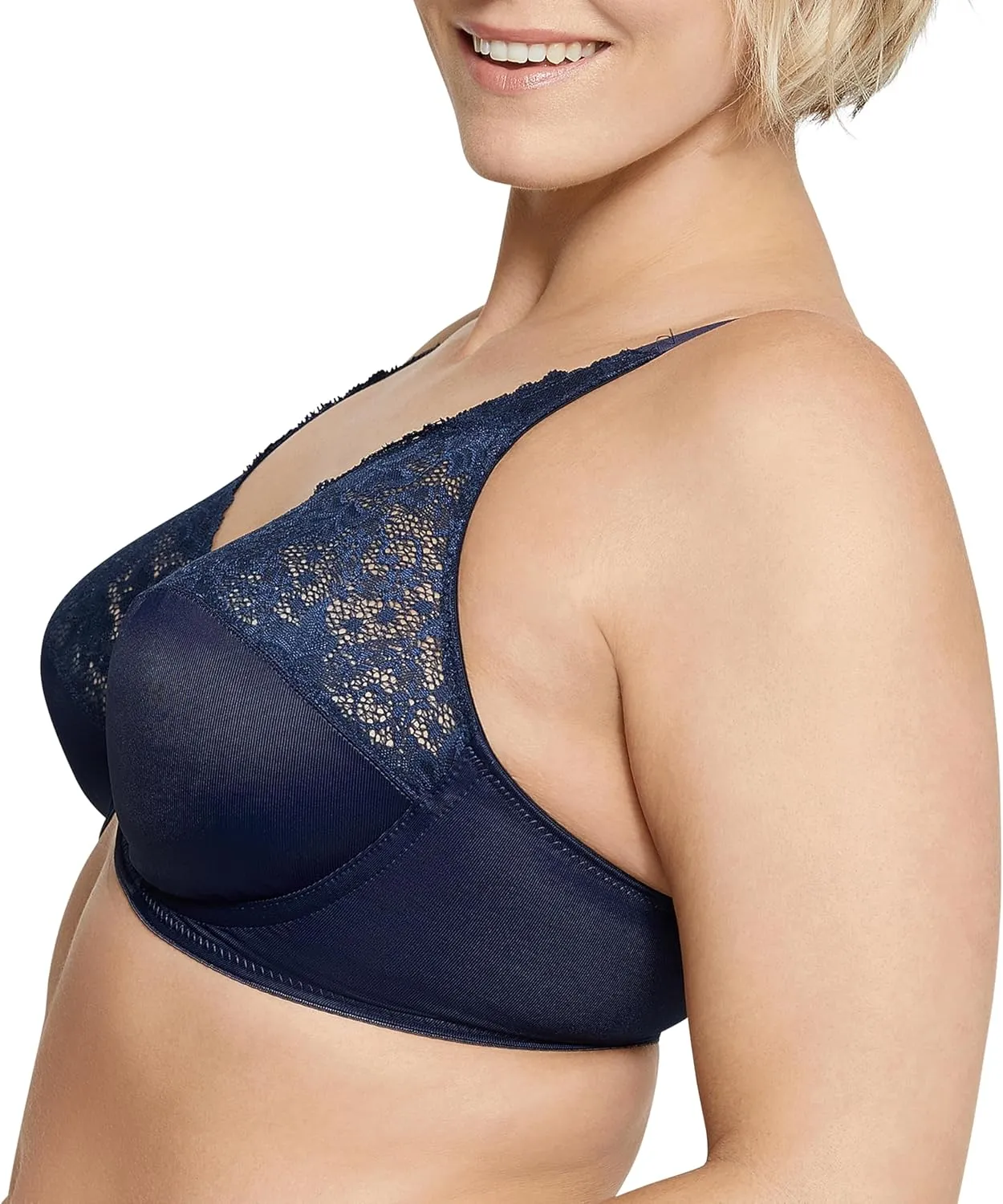 Bali Women's Lilyette Minimizer Underwire Lace Trim, Microfiber Full Coverage Bra