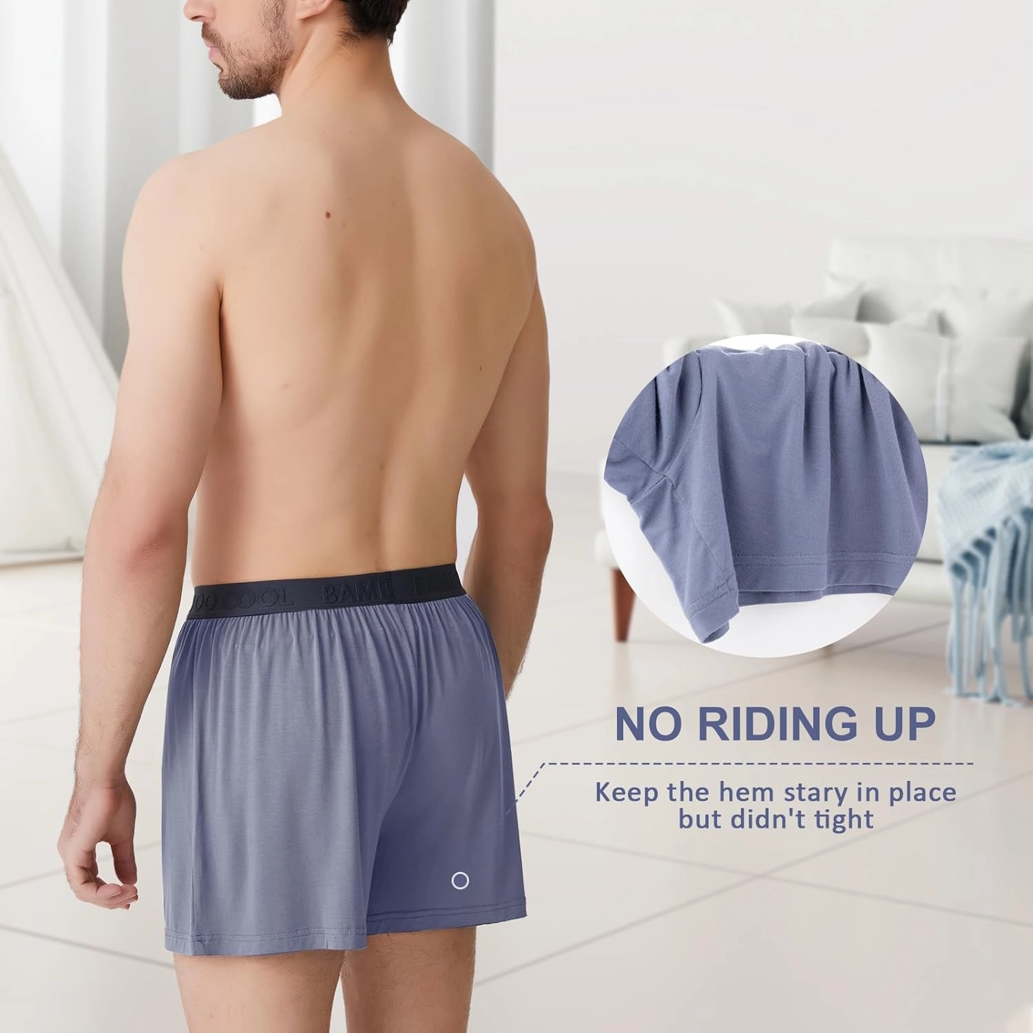 BAMBOO COOL Mens Boxer Shorts Underwear Soft Comfortable Breathable Knit Boxers Short for Men (3 or 5 Pack)