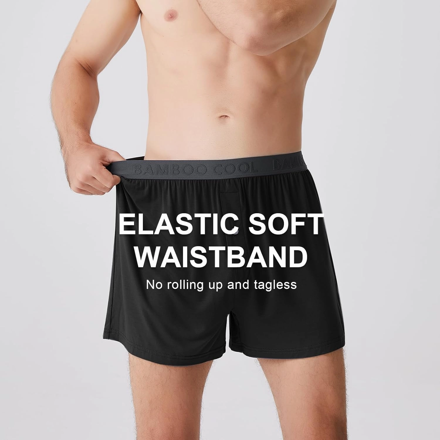 BAMBOO COOL Mens Boxer Shorts Underwear Soft Comfortable Breathable Knit Boxers Short for Men (3 or 5 Pack)