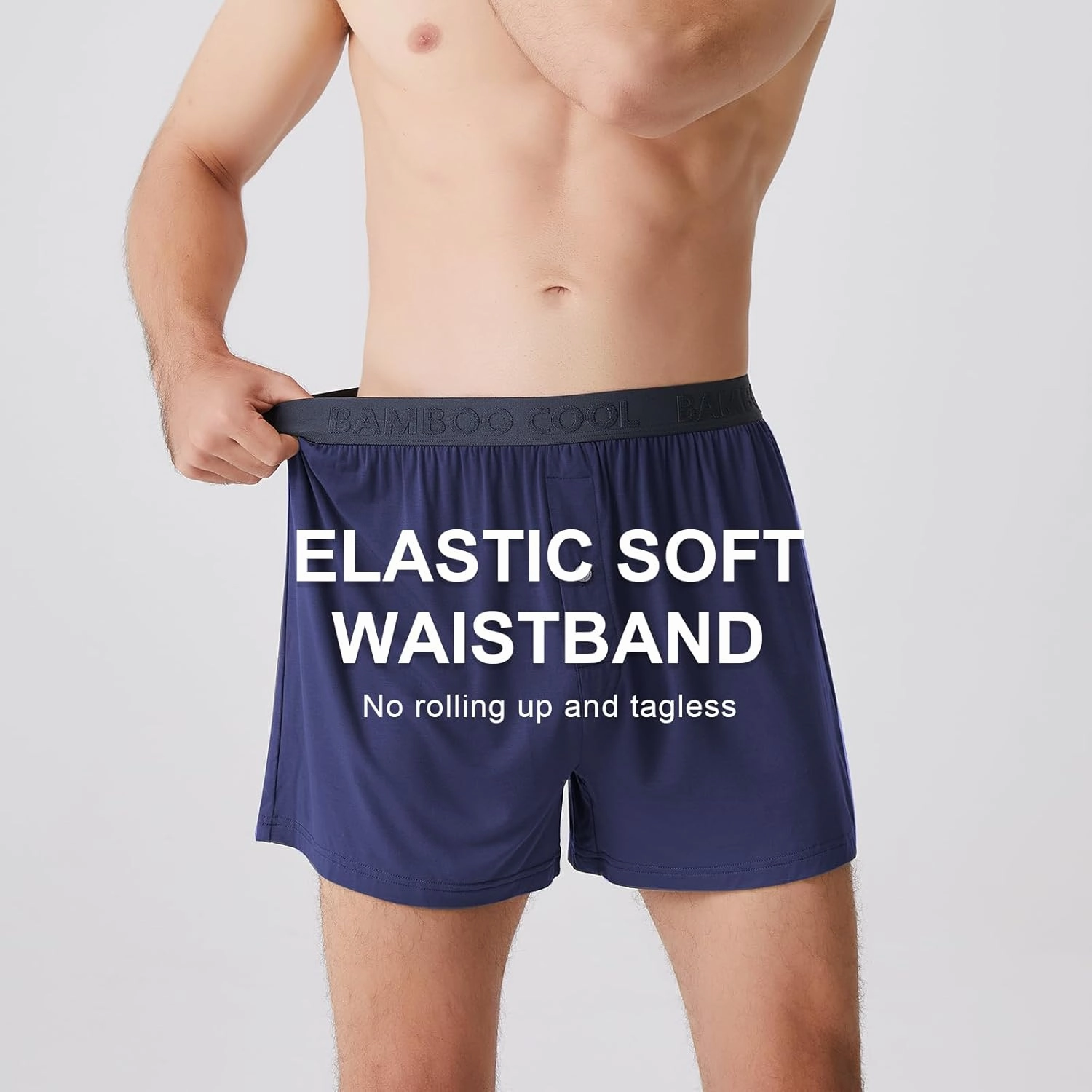 BAMBOO COOL Mens Boxer Shorts Underwear Soft Comfortable Breathable Knit Boxers Short for Men (3 or 5 Pack)