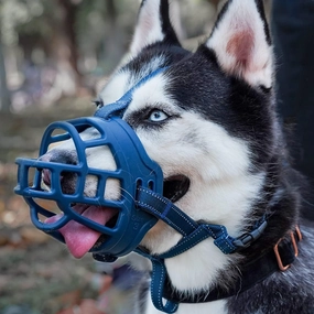 BARKLESS Dog Muzzle, Soft Basket Silicone Muzzle for Dogs, Best to Prevent Biting and Chewing, Breathable Cage Mouth Cover for Training, Allows Drinking and Panting, Used with Collar