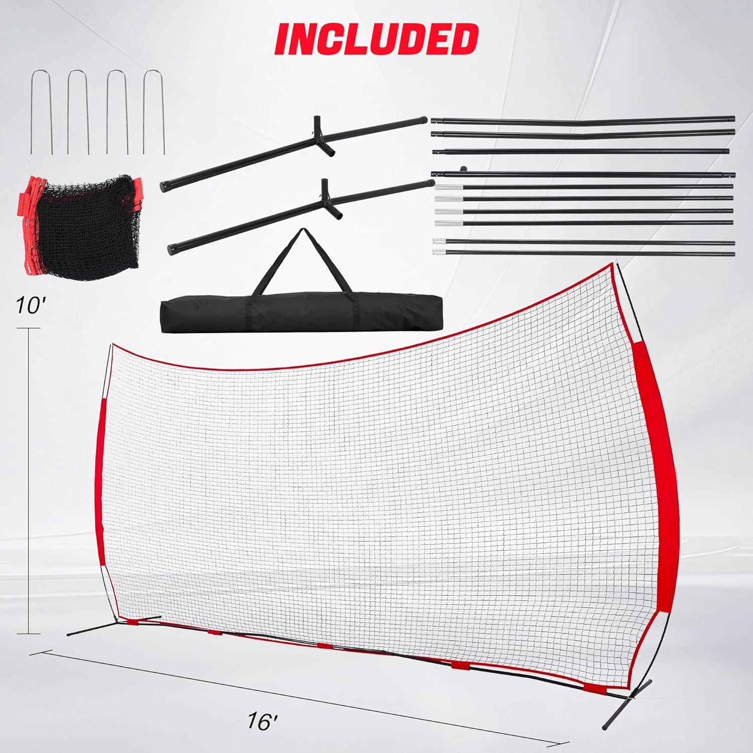 Barricade Backstop Net, Sturdy Sports Netting for Backyard Barrier, Soccer Backstop Net, Volleyball Backstop Net, Easy Quick Setup & Portable Design