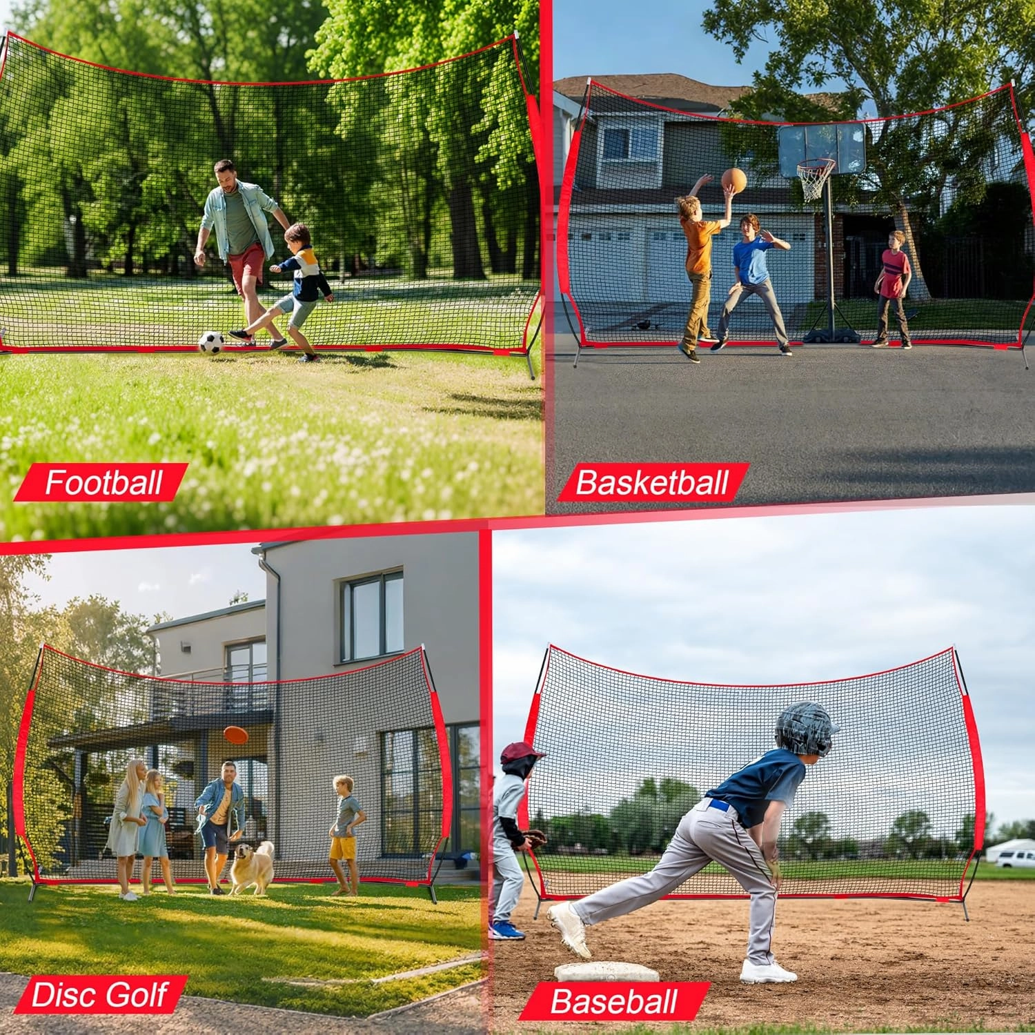 Barricade Backstop Net, Sturdy Sports Netting for Backyard Barrier, Soccer Backstop Net, Volleyball Backstop Net, Easy Quick Setup & Portable Design