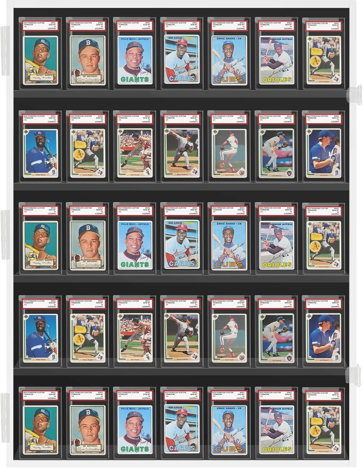 Baseball Card Display Case - 35 PSA Graded Sports Card Display Frame Lockable, Pokemon Card Display for Basketball & Hockey, Trading Card, Fully Acrylic