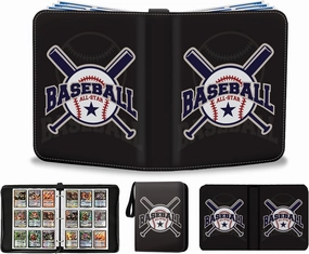 Baseball Card Binder 900 Pockets, Trading Card Collection Sports Card Binder with 50 Removable Sleeves, Double Sided Pocket Sport Card Holder PU Leather Collectible Trading Card Albums Storage