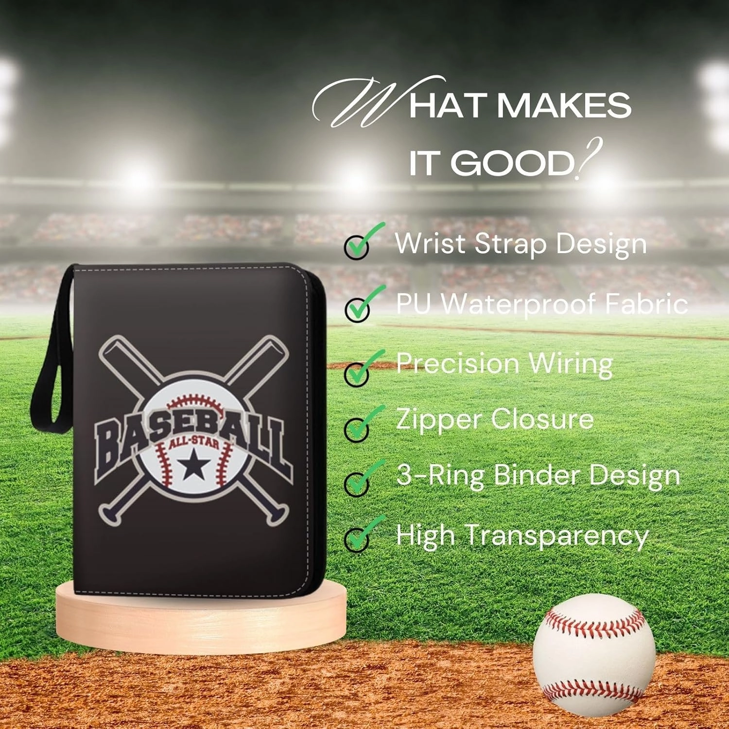 Baseball Card Binder 900 Pockets, Trading Card Collection Sports Card Binder with 50 Removable Sleeves, Double Sided Pocket Sport Card Holder PU Leather Collectible Trading Card Albums Storage