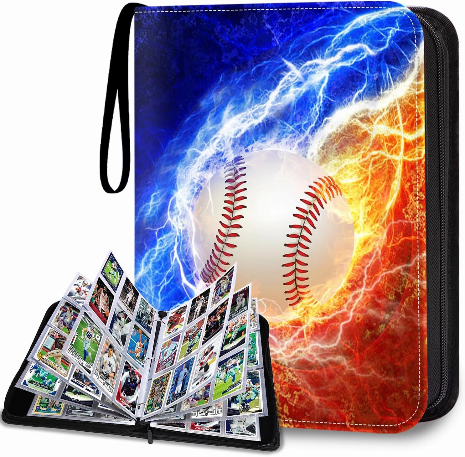 Baseball Card Binder 9 Pocket Fits 900 Cards, Trading Card Binder Album Display Holder with 50 Removable Sleeves for Hockey, Basketball, Football, Sports, Yugioh, MTG, Games Trading Cards