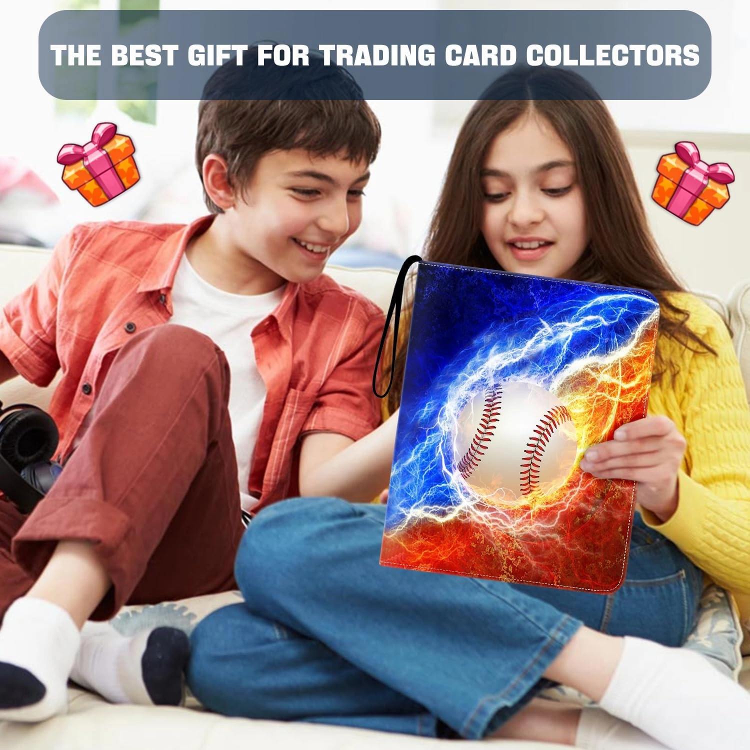 Baseball Card Binder 9 Pocket Fits 900 Cards, Trading Card Binder Album Display Holder with 50 Removable Sleeves for Hockey, Basketball, Football, Sports, Yugioh, MTG, Games Trading Cards