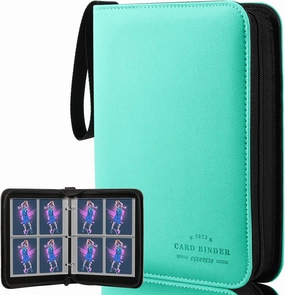 Baseball Card Binder with Sleeves, Sports Card Binder Collectible Trading Card Albums Fits Cards with 50 Removable Sleeves (Green, 400 Pockets)