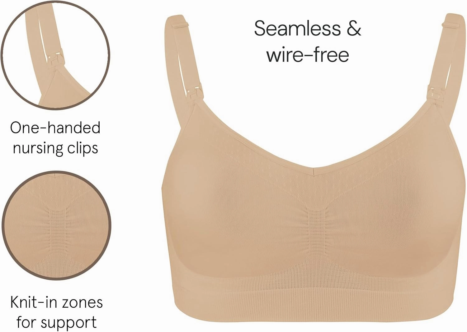 Basics by Bravado Women's Comfort Maternity Bra and Nursing Bra Adjustable, Seamless, S-XXL