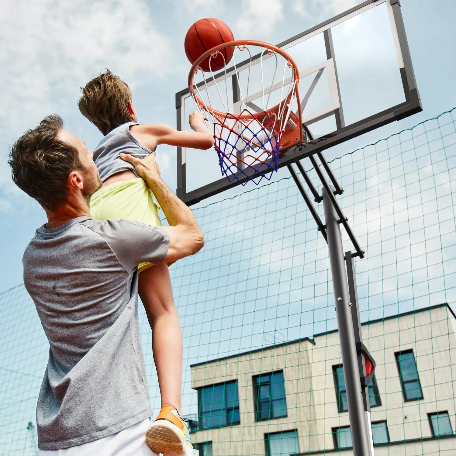 Basketball Hoop Outdoor 10 FT Height Adjustable Basketball Goals Systems Portable with 44" Backboard and Wheels for Youth Adults Kids - Backyard, Driveway, Indoor Play