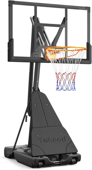 Basketball Hoop Outdoor Portable, 10ft Quickly Adjustable Basketball Goal System with 44 Inch PC Backboard & Wheels for Court/Backyard/Driveway