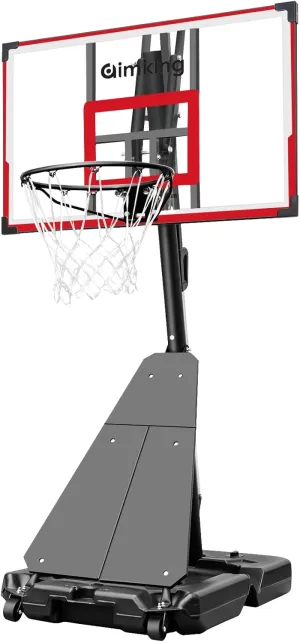 Basketball Hoop Outdoor System with 44 Inch Shatterproof Backboard, 4.8FT-10FT Height Adjustable Basketball Goal System for Youth/Teens/Adults Indoor Outdoor Pool