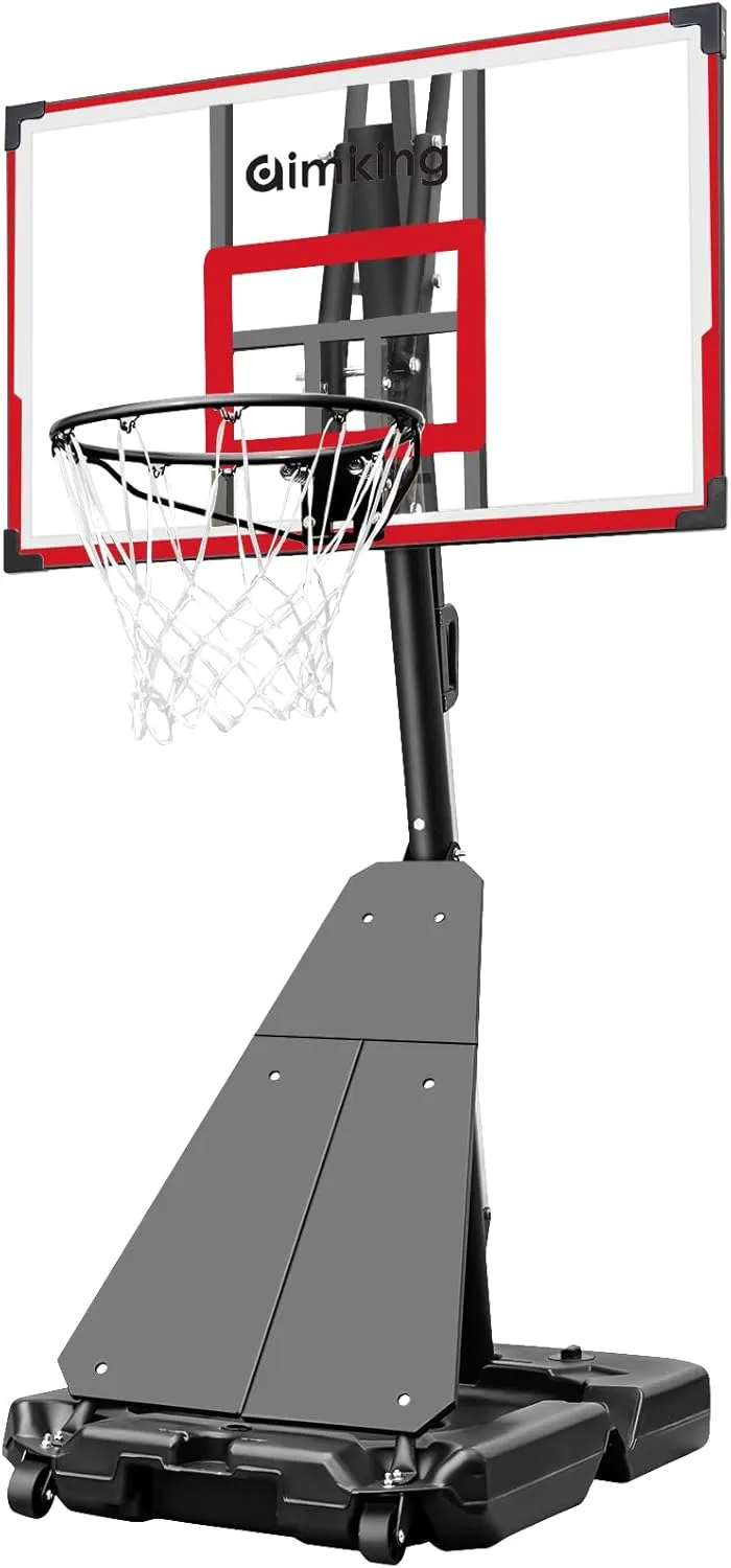 Basketball Hoop Outdoor System with 44 Inch Shatterproof Backboard, 4.8FT-10FT Height Adjustable Basketball Goal System for Youth/Teens/Adults Indoor Outdoor Pool