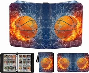 Basketball Card Binder 900 Pockets, Trading Card Binder Basketball Sports Card Holder with 50 Removable Sleeves, Double Sided Pocket Sport Card Collection PU Leather Collectible Trading Card Albums