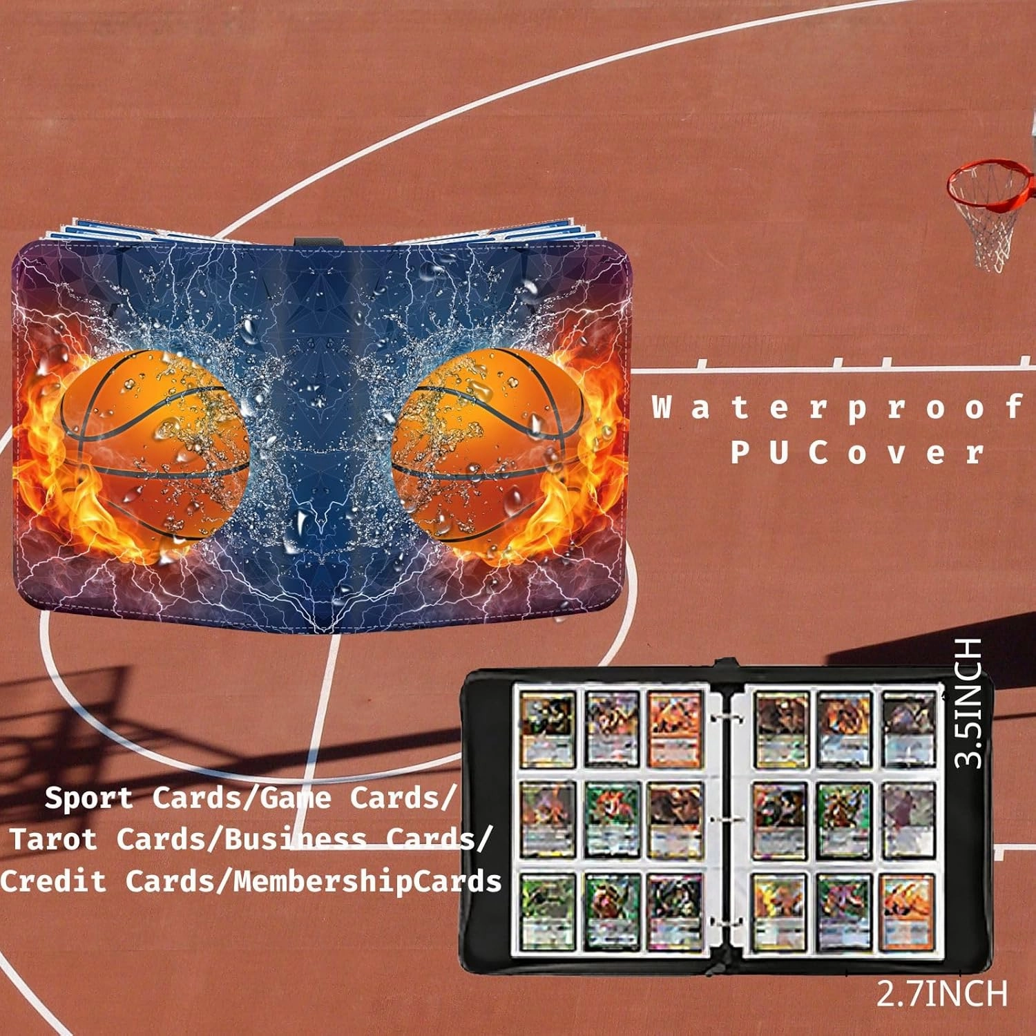 Basketball Card Binder 900 Pockets, Trading Card Binder Basketball Sports Card Holder with 50 Removable Sleeves, Double Sided Pocket Sport Card Collection PU Leather Collectible Trading Card Albums