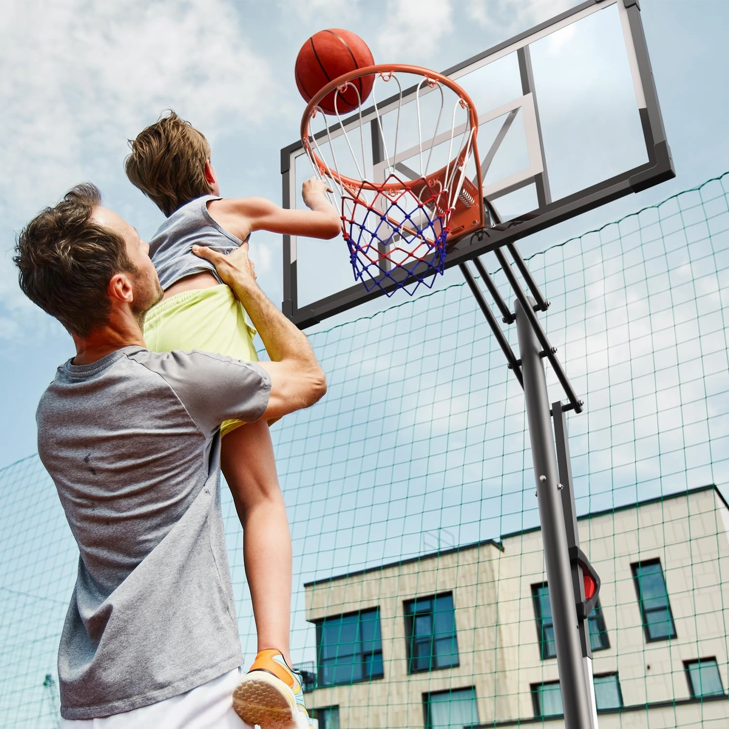 Basketball Hoop Outdoor 10 FT Height Adjustable Basketball Goals Systems Portable with 44" Backboard and Wheels for Youth Adults Kids - Backyard, Driveway, Indoor Play