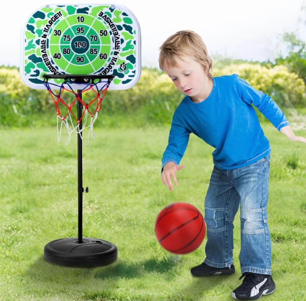 Basketball Hoop Portable Adjustable Basketball Hoop Backboard Pump Game Toy Basketball Toy for Boys Girls Indoor Outdoor 1. 2m