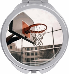 Basketball Shot Makeup Mirror Mini Foldable Cosmetic Mirror Ultra Thin Lightweight Vanity Mirrors Compact Portable for Travel, Makeup, Bathroom