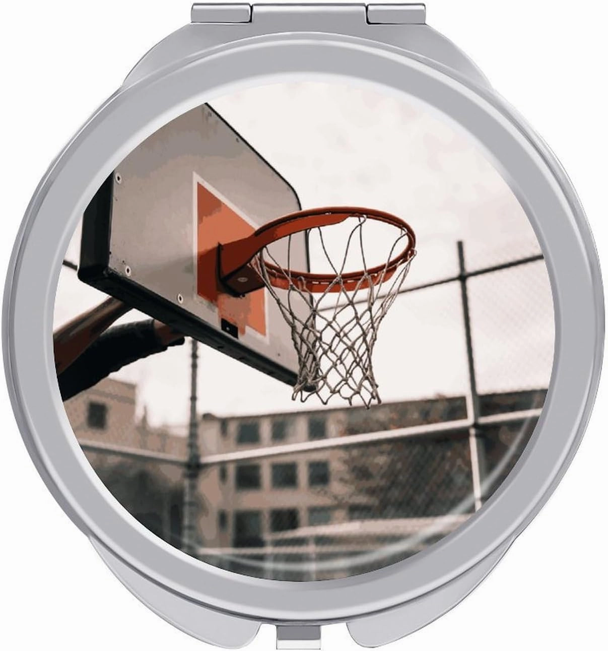 Basketball Shot Makeup Mirror Mini Foldable Cosmetic Mirror Ultra Thin Lightweight Vanity Mirrors Compact Portable for Travel, Makeup, Bathroom