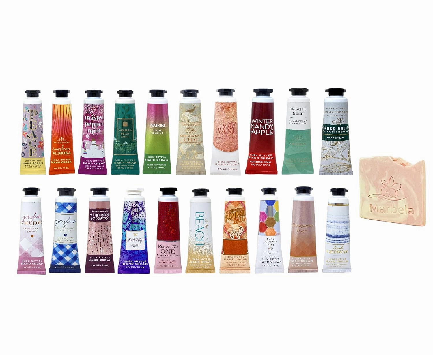 Bath & Body Works 3 Pack Assorted Hand Cream Set with a Himalayan Salts Springs Sample Soap