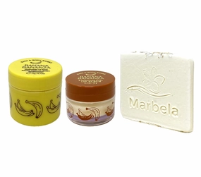 Bath & Body Works Banana Bananza 2 Piece Lip Care Set - Lip Mask and Scrub - with a Natural Oats Sample Soap