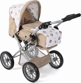 Bayer Chic 2000® Leni 3-in-1 Combination Doll's Pram - Beige Bear - Foldable, Height-Adjustable Handle 43-67 cm, Carry Bag - Dolls up to 46 cm, from 3 Years
