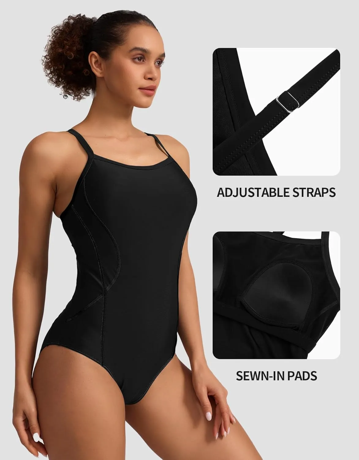 beautyin Womens Adjustable Strap One Piece Swimsuit Athletic Bathing Suit Competitive Swimwear