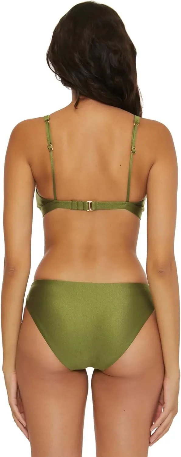 BECCA Women's Standard Color Sheen Bikini Top, Adjustable, Swimwear Separates