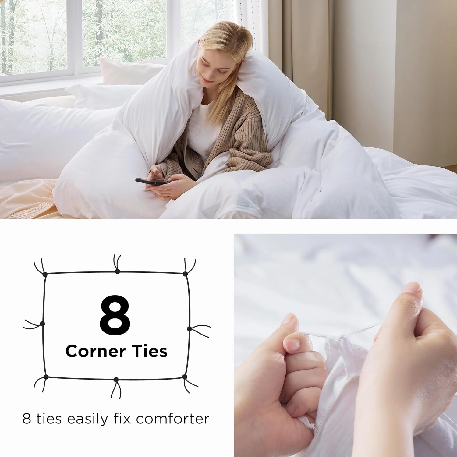 Bedsure Bright White Duvet Cover King Size - 3 Pieces Prewashed Extra Soft Bedding Set, Includes 1 Duvet Cover 104x90 Inches with Zipper Closure & 2 Pillow Shams, Comforter Not Included
