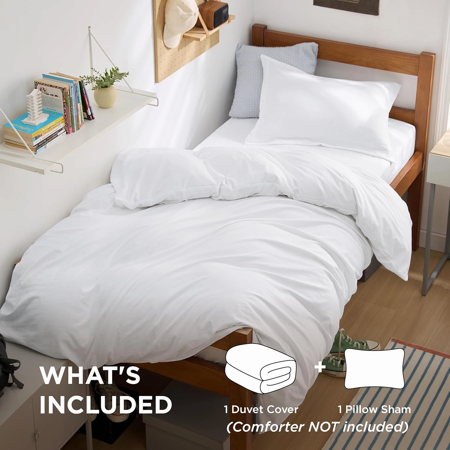 Bedsure Duvet Cover Twin/Twin XL Size - 2 Pieces Prewashed Extra Soft Bedding Set, Includes 1 Twin Duvet Cover 68x90 Inches with Zipper Closure & 1 Pillow Sham, Comforter Not Included, White