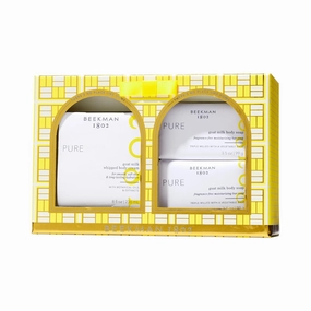 Beekman 1802 Pure Bliss Bodycare Gift Set - Set of 3 - Unscented - Cleanses, Moisturizes & Hydrates - With Lactic Acid & Mango Seed Butter - Good for Sensitive Skin - Cruelty Free
