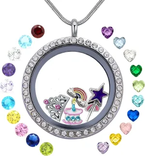Beffy Happy Birthday Gift & Sweet Sixteen, Floating Living Memory Charms Lockets Necklace