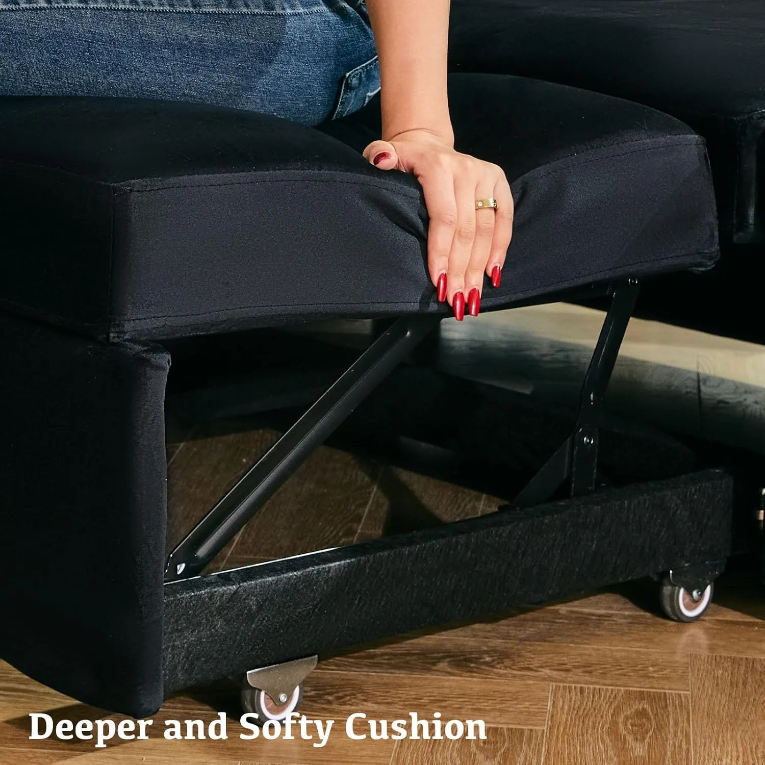 Belffin Modular Sectional Sleeper Sofa Bed with Pull Out Couch, U Shaped Sleeper Pull Out Bed, Convertible Sectional Couches for Living Room, Black