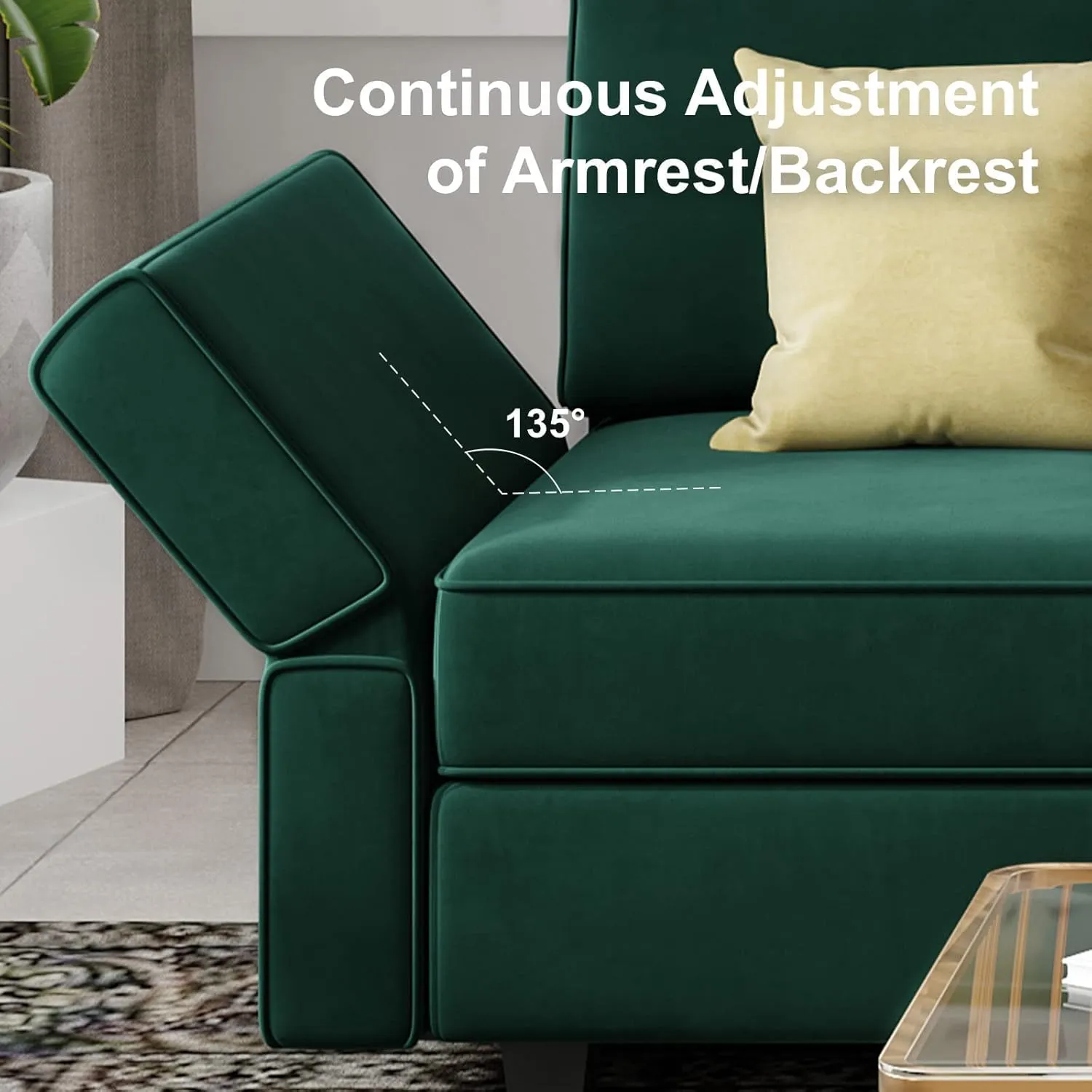 Belffin Modular Sectional Sofa with Storage Seat Oversized U Shaped Couch with Reversible Chaise Velvet Sofa Set with Ottoman Green