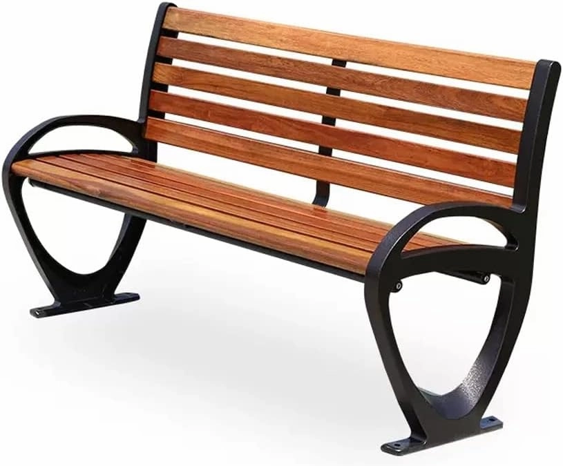 Bench Outdoor Garden Solid Wood Park Chair Outdoor Commercial Pineapple Grid Bench Open-air Pastoral Cast Aluminum Leisure Back Seat Outdoor Garden Bench(A)