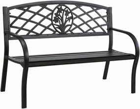 Benzara BM123008 Minot Slated Seat Patio Bench, Black