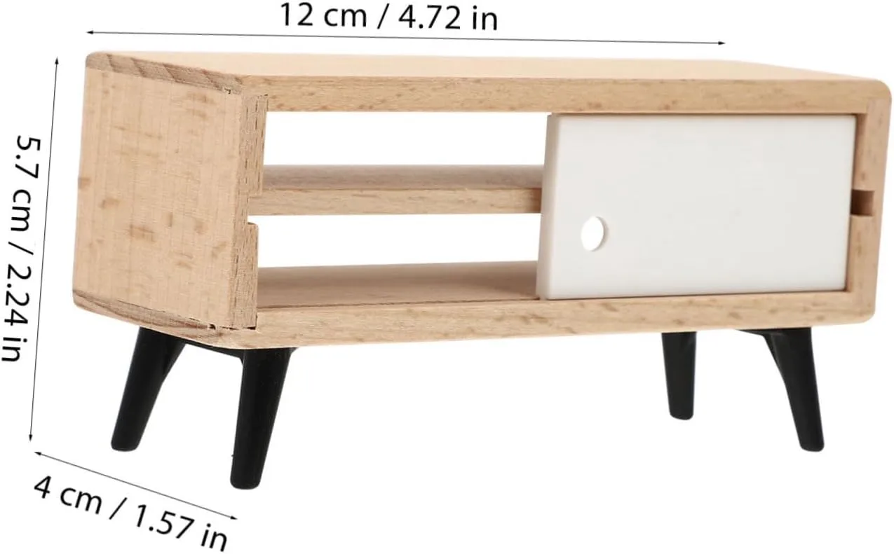 BESPORTBLE 2pcs 1:12 Scale Miniature Wooden Tv Stand Dollhouse Accessory Decorative Cabinet Model