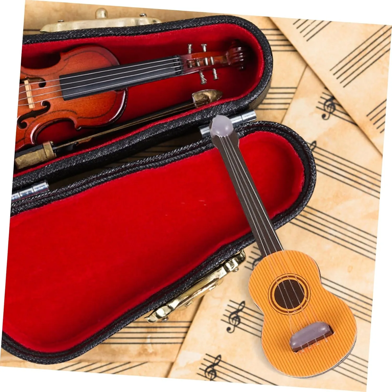 BESPORTBLE 4 Sets Realistic Mini Instrument for Dollhouse Delicate Miniature Toy Musical Instrument Decorations