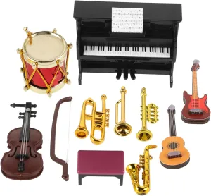 BESPORTBLE 4 Sets Realistic Mini Instrument for Dollhouse Delicate Miniature Toy Musical Instrument Decorations