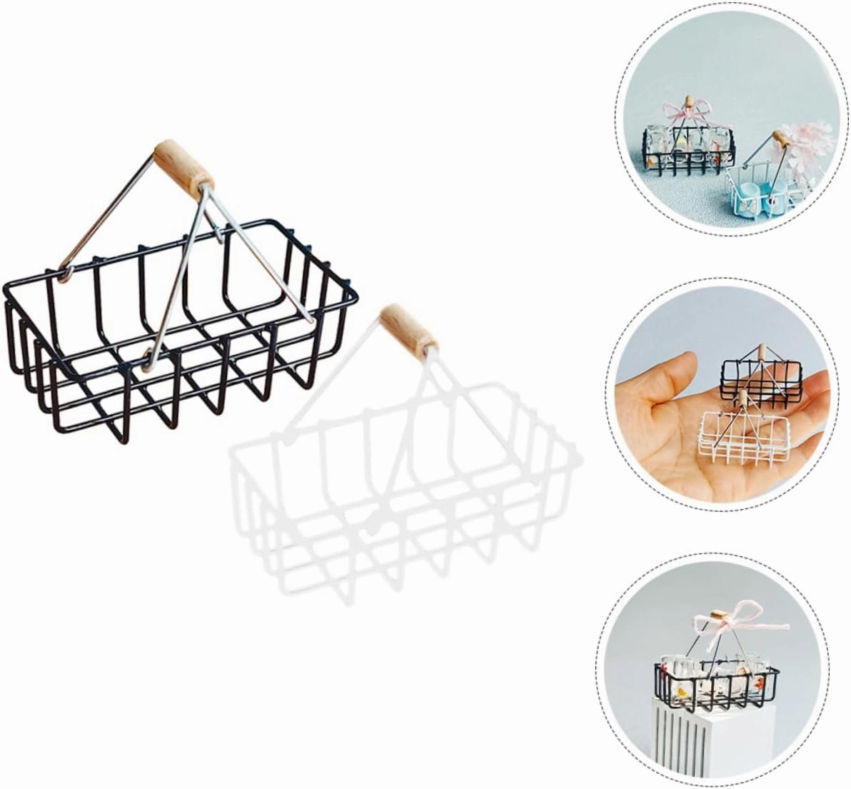 BESPORTBLE 3sets Miniature Basket Model Doll House Decor Handmade Miniature Ornaments 2pcs*3