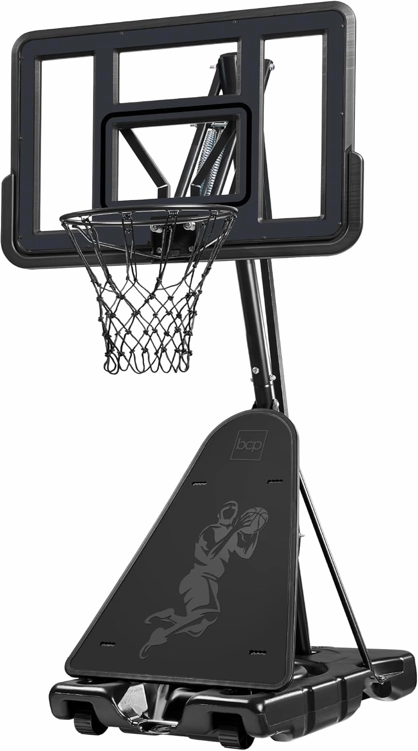 Best Choice Products 4.4-10ft Adjustable Regulation Basketball Hoop, Portable Goal w/Shatterproof Backboard, Ball Return, Base Gel