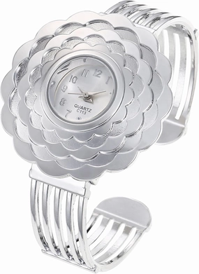 BESTKANG Womens Luxury Watch Flower Shape Cuff Bracelet Analog Quartz Wrist Watch Fashion Casual Watches for Women