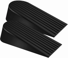 Big Door Stopper 2 Packs Heavy Duty Wedge Rubber Door Stop Works on All Floor Surfaces Height up to 1.9 Inches Non-Scratching Doorstops Special for Home Office School Heavy Door (Black)