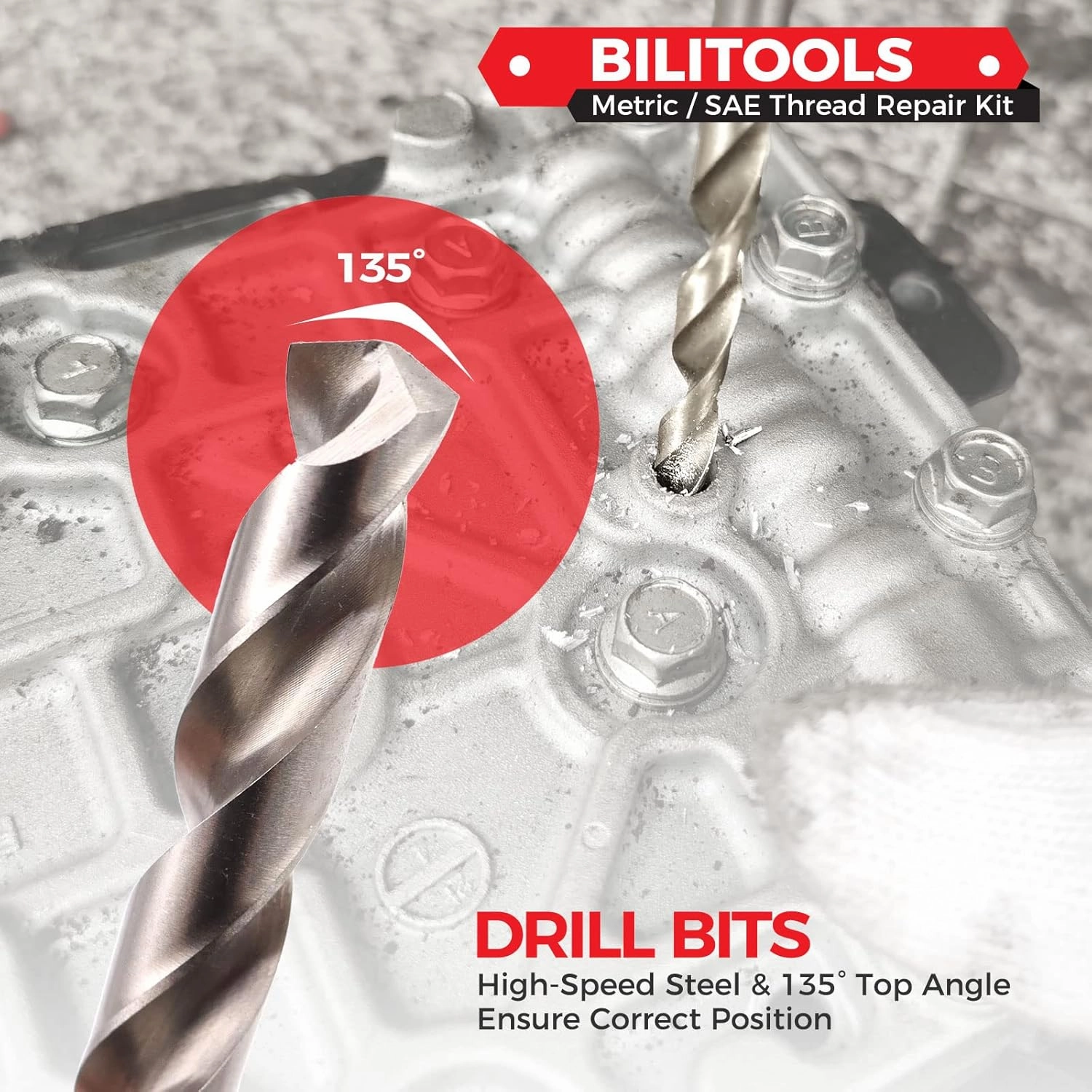 BILITOOLS M6x1.0 Thread Repair Kit, HSS Drill Helicoil Repair Kit Metric